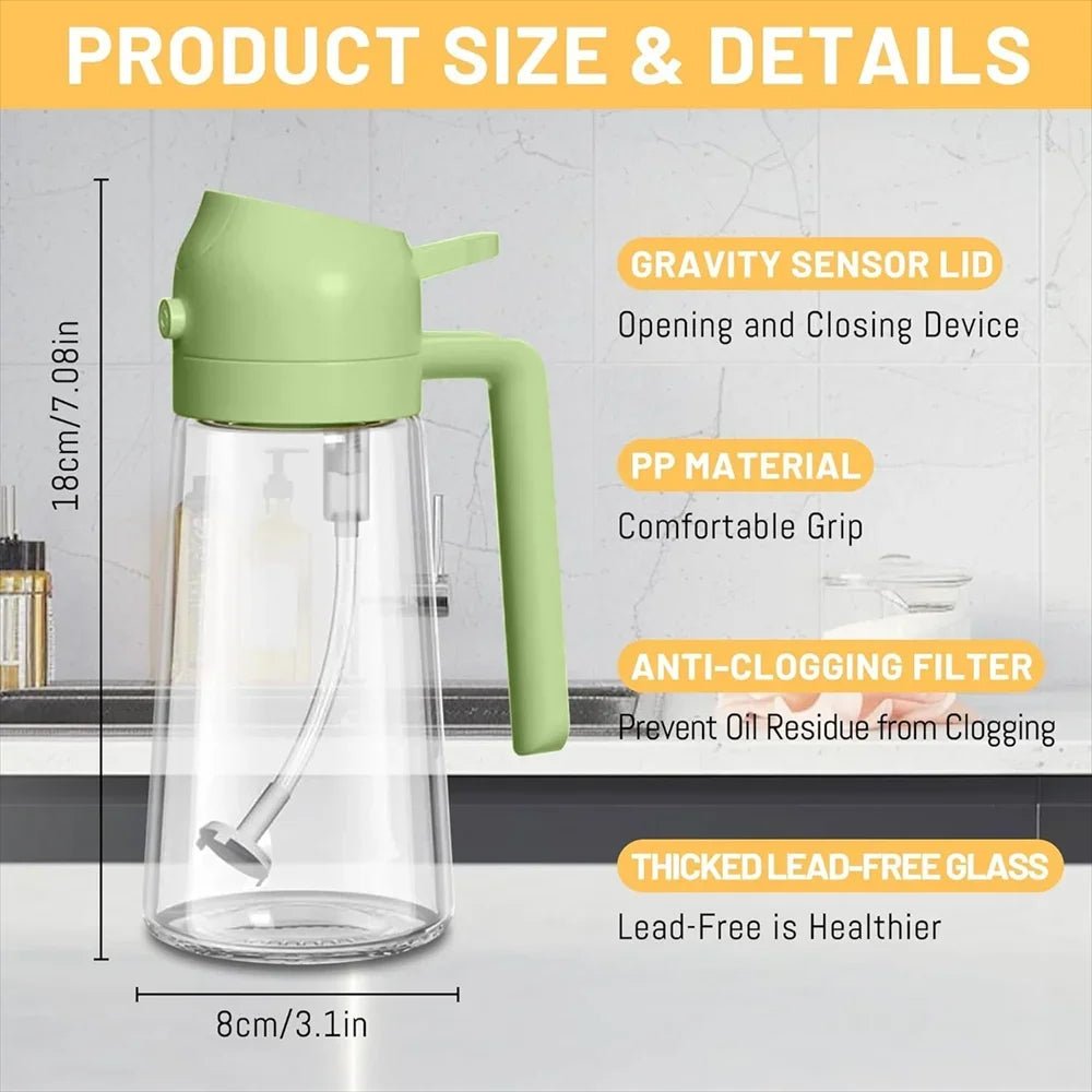 2 in 1 Oil Sprayer and Dispenser Bottle – Glass Oil Kettle for Cooking