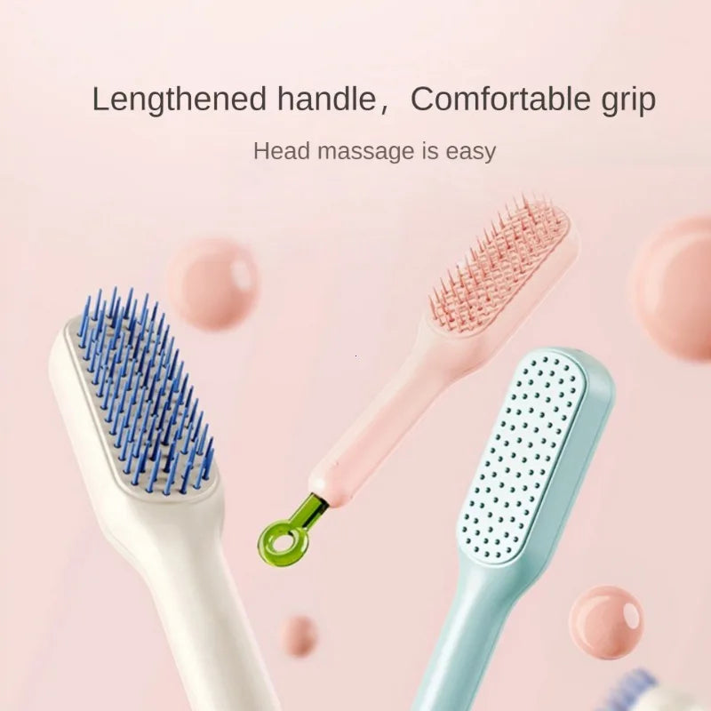 Self Cleaning Hair Comb – Easy Anti Static Detangling Brush for Smooth Styling