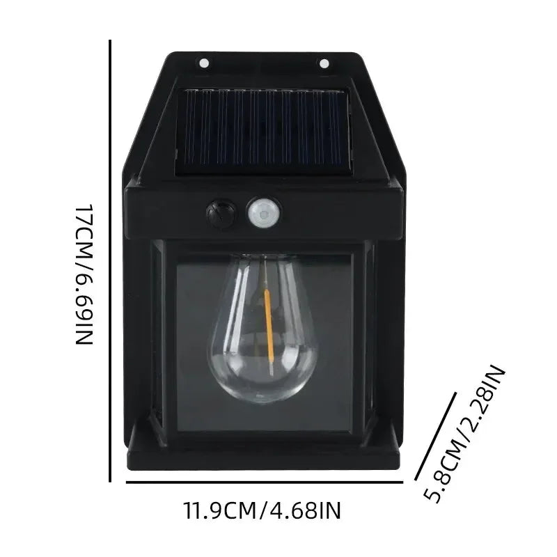 Outdoor Motion Sensor Solar Wall Light – Tungsten Filament Waterproof Lamp