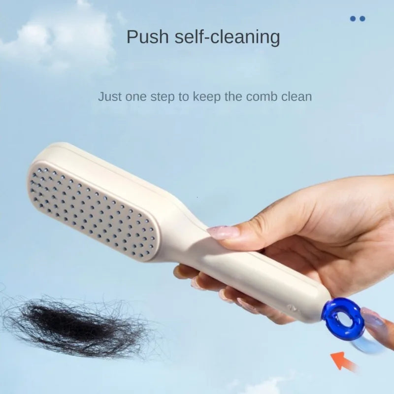 Self Cleaning Hair Comb – Easy Anti Static Detangling Brush for Smooth Styling