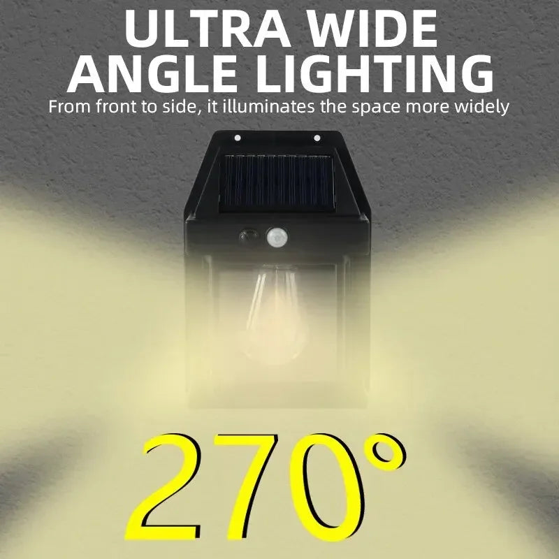 Outdoor Motion Sensor Solar Wall Light – Tungsten Filament Waterproof Lamp