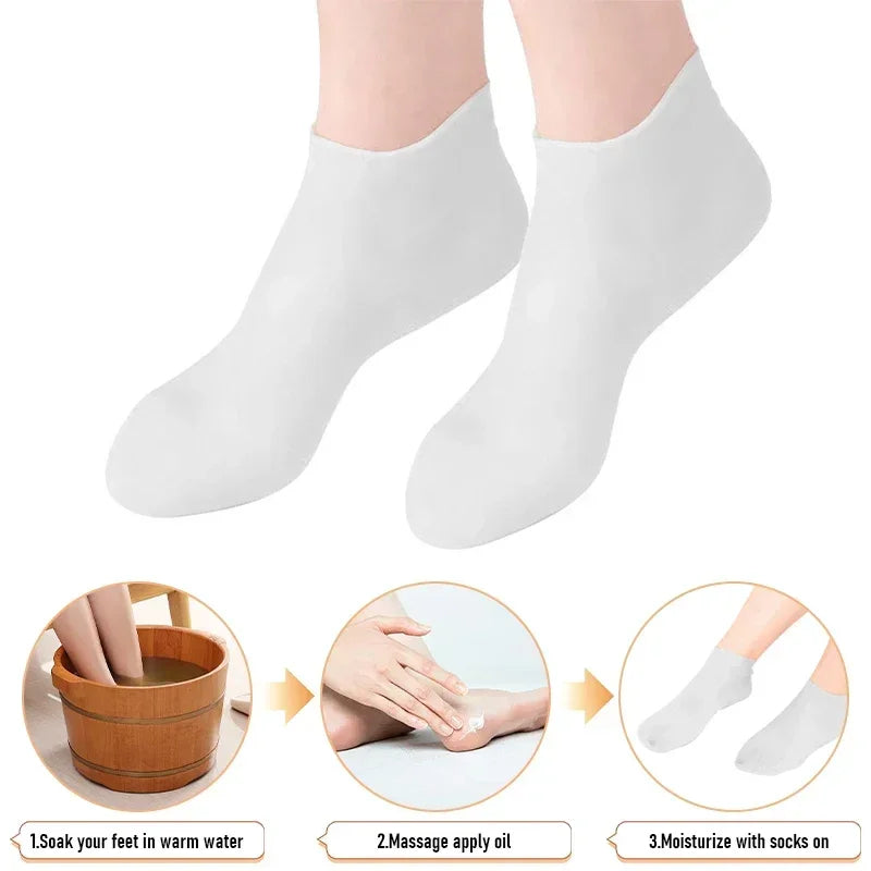 Silicone Gel Moisturizing Socks – Anti-Crack Foot Protector & Pedicure