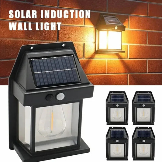 Outdoor Motion Sensor Solar Wall Light – Tungsten Filament Waterproof Lamp
