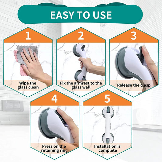 Bathroom Safety Support Handle – Anti-Slip Suction Grip for Shower & Bathtub