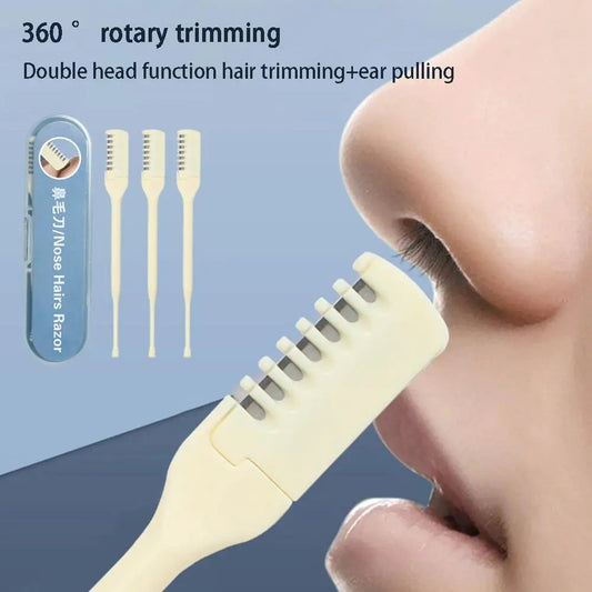 Precision Manual Nose Hair Trimmer – 360° Rotating Stainless Steel Clipper