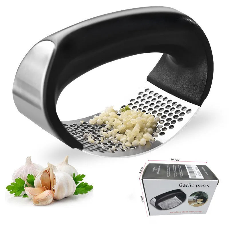 Stainless Steel Garlic Press & Crusher – Manual Handheld Mincer & Chopper