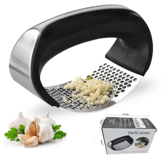 Stainless Steel Garlic Press & Crusher – Manual Handheld Mincer & Chopper