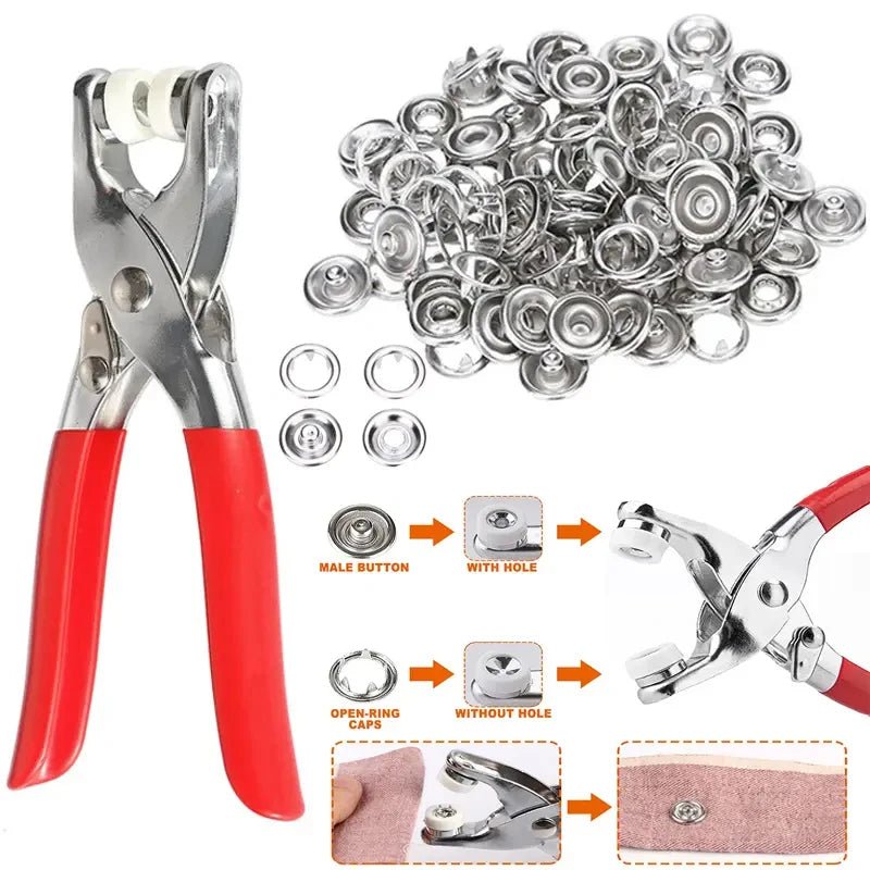Button Snap Press Tool – Strong Metal Pliers for Clothes, Bags & Crafts