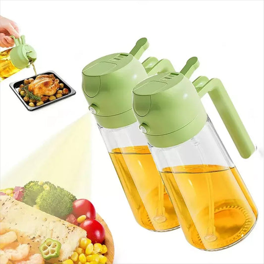 2 in 1 Oil Sprayer and Dispenser Bottle – Glass Oil Kettle for Cooking