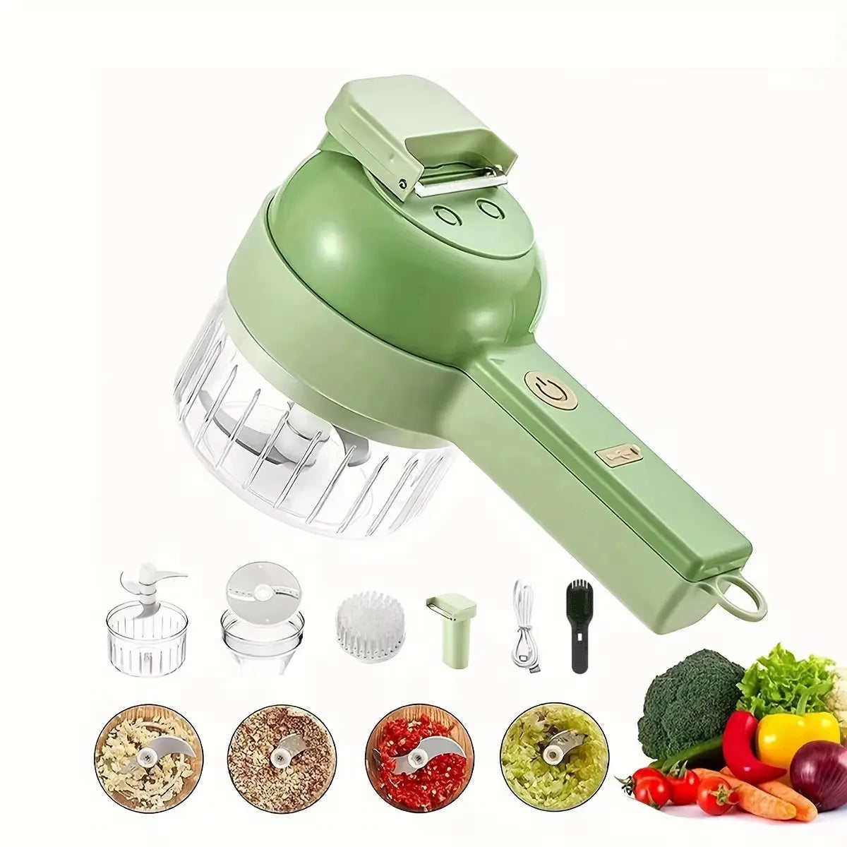 5-in-1 Rechargeable Handheld Chopper – Multifunctional Electric Cutter for Veg & Fruits