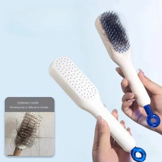 Self Cleaning Hair Comb – Easy Anti Static Detangling Brush for Smooth Styling
