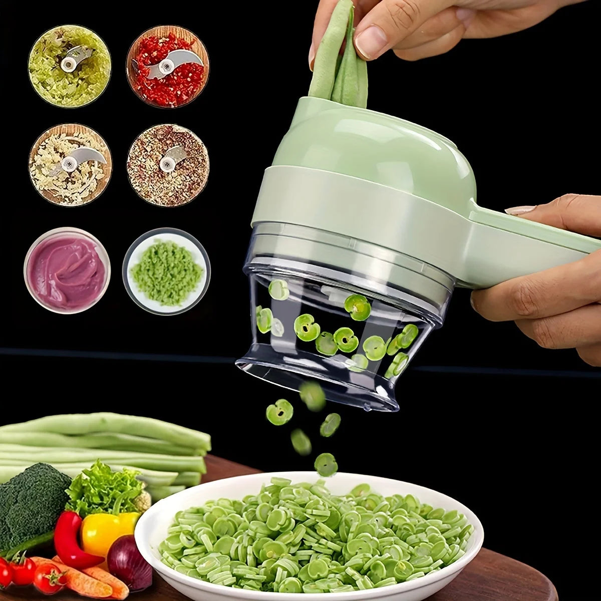 5-in-1 Rechargeable Handheld Chopper – Multifunctional Electric Cutter for Veg & Fruits