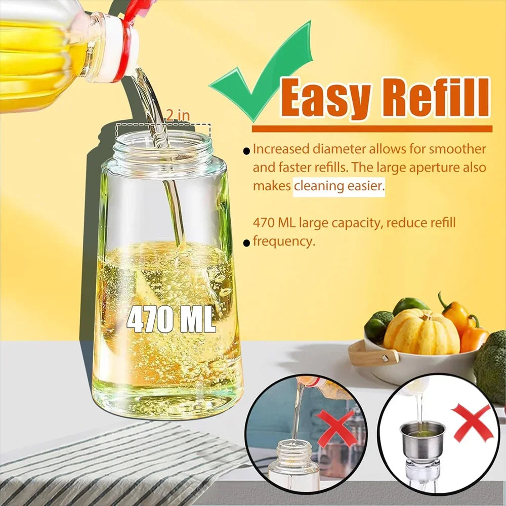 2 in 1 Oil Sprayer and Dispenser Bottle – Glass Oil Kettle for Cooking