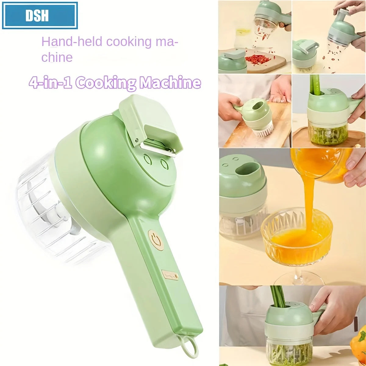 5-in-1 Rechargeable Handheld Chopper – Multifunctional Electric Cutter for Veg & Fruits