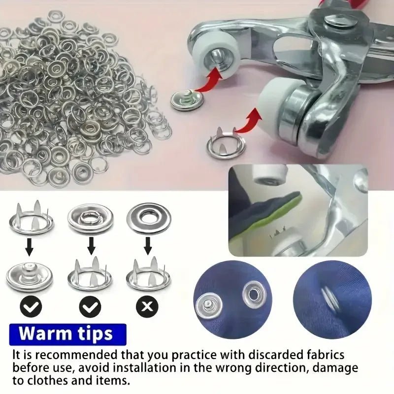 Button Snap Press Tool – Strong Metal Pliers for Clothes, Bags & Crafts