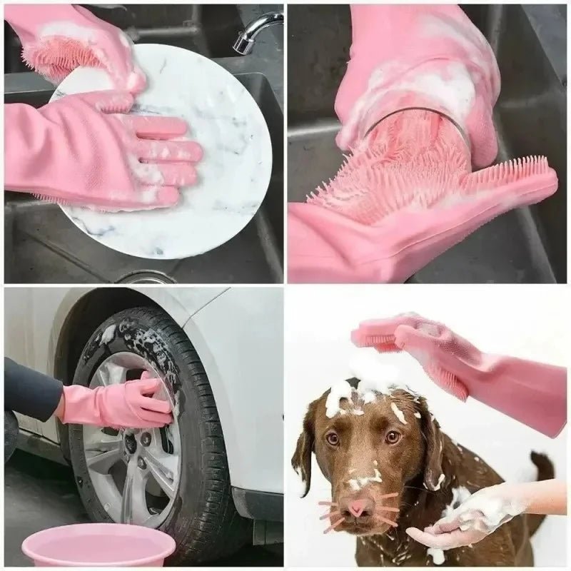 Multipurpose Silicone Cleaning Gloves – Dishwashing, Car Wash & Home Cleaning