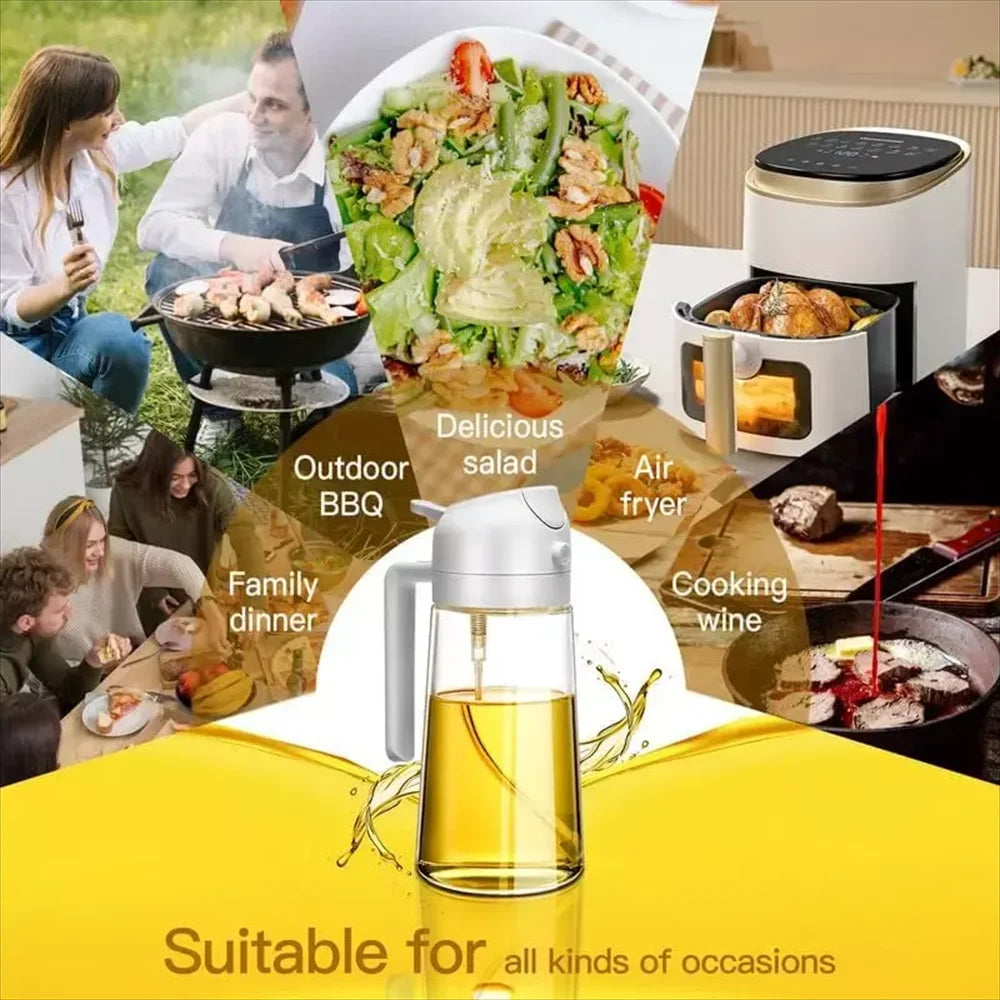 2 in 1 Oil Sprayer and Dispenser Bottle – Glass Oil Kettle for Cooking